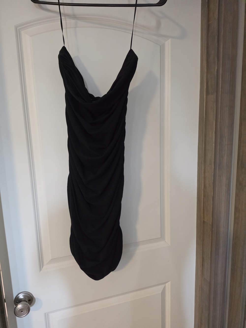 Express Black Strapless Ruched Dress